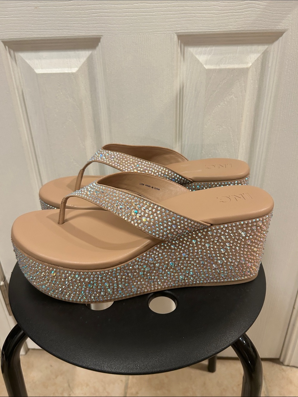 Rhinestone Platform Sandals Size 12